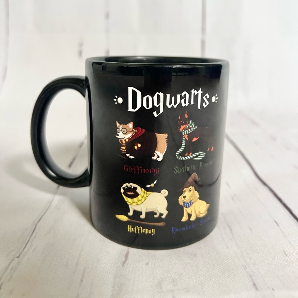 Craft Maniacs Dogwarts Harry Potter Dog Parody Black Ceramic Coffee Mug NWT